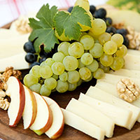 healthy snack options: fruit, cheese and nuts