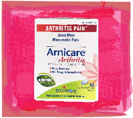 Arnicare Arthritis on a red watercolor background