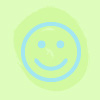 Blue smiley face on light green background