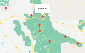 Map with Flagstaff AZ