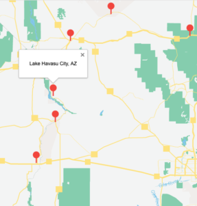 Map with Lake Havasu City, AZ